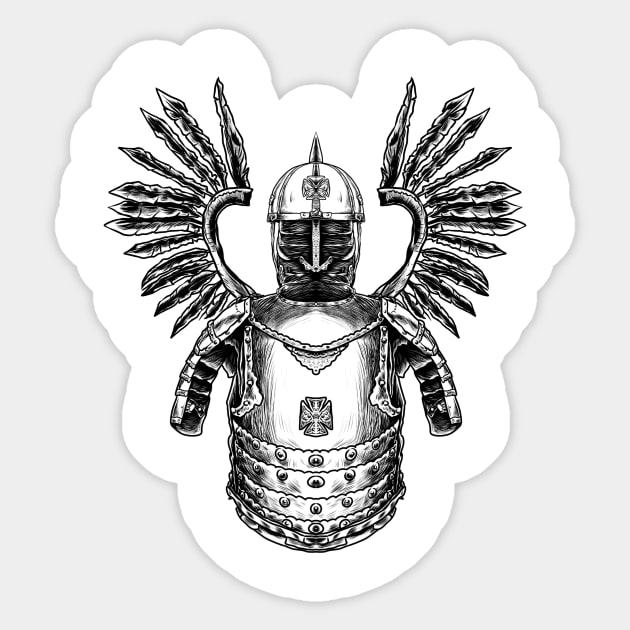 Polish Winged Hussar Armor - Unleash the Warrior Within Sticker by Holymayo Tee